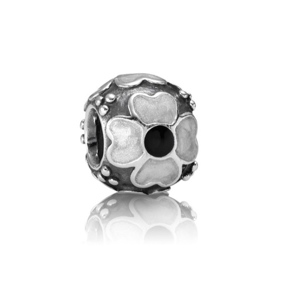 Pandora White Silver Daisy Flower Charm